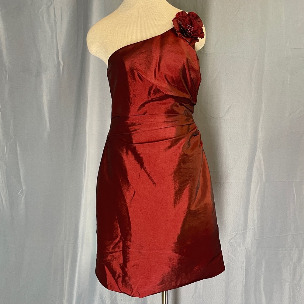 Wine Red One Shoulder Dress